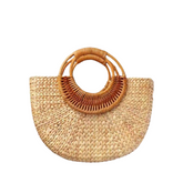 Water Hyacinth Bag With Rattan Handle